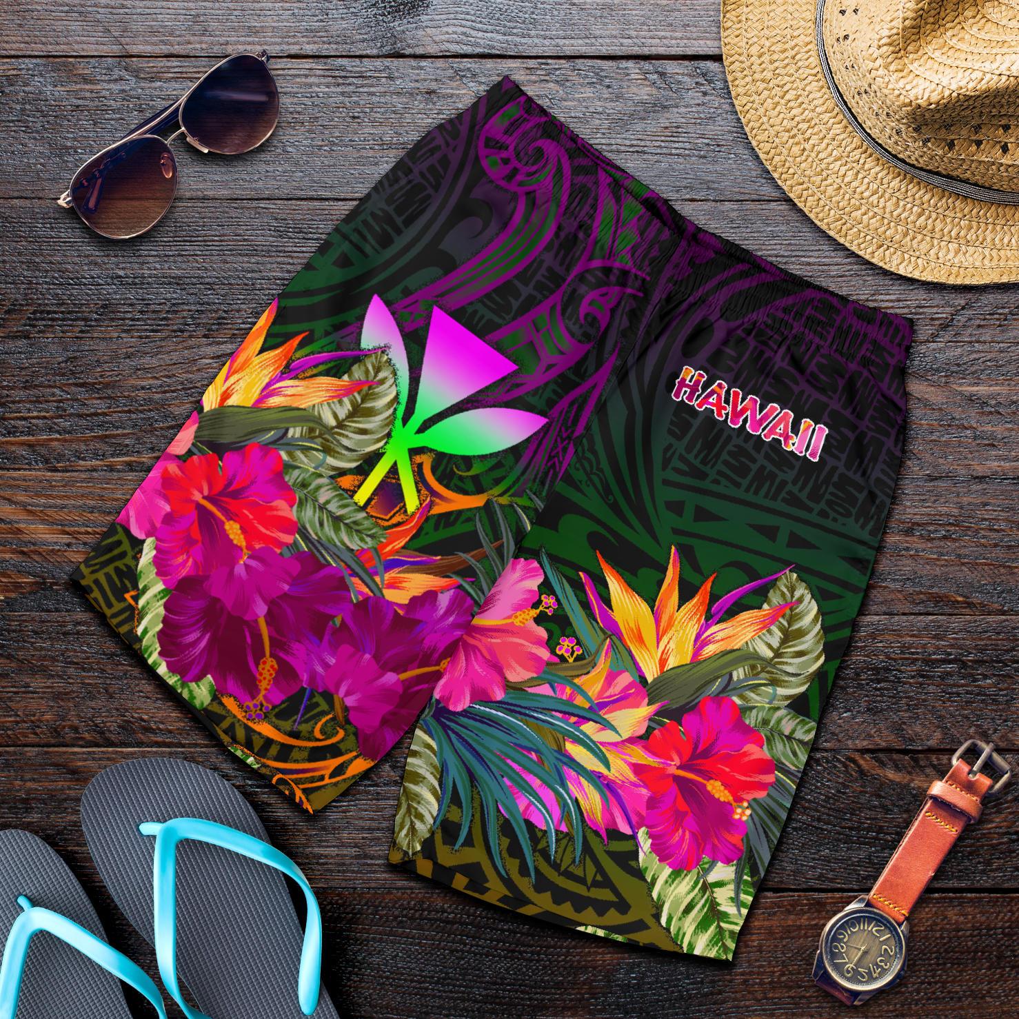 Polynesian Hawaii Kanaka Maoli Men's Shorts - Summer Hibiscus Reggae - Polynesian Pride