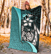 Samoa Polynesian Premium Blanket Turquoise - Turtle With Hook - Polynesian Pride