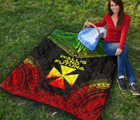 Wallis And Futuna Premium Quilt - Wallis And Futuna Coat Of Arms Polynesian Chief Reggae Version - Polynesian Pride