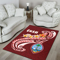 Guam Area Rug - Guam Seal Polynesian Patterns Plumeria (Red) - Polynesian Pride