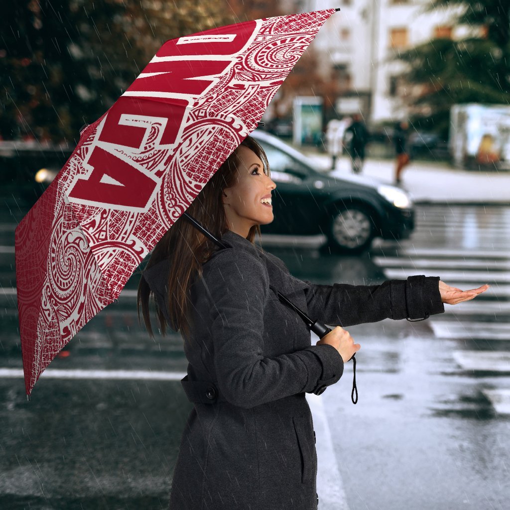 Tonga Umbrella Turtle Mermaid Polynesian Pattern White Red - Polynesian Pride