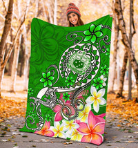 Samoa Premium Blanket - Turtle Plumeria (Green) - Polynesian Pride