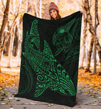 Shark Polynesian Blanket - Polynesian Tattoo Green - Polynesian Pride