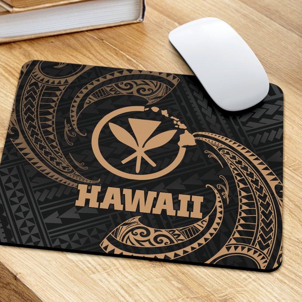 Hawaii Polynesian Mouse Pad - Gold Tribal Wave - Polynesian Pride