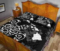 Turtle Hibiscus Map White Quilt Bed Set - Polynesian Pride