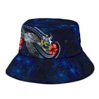 Solomon Islands Polynesian Bucket Hat - Blue Turtle Hibiscus - Polynesian Pride