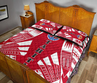 Tahiti Polynesian Quilt Bed Set - Tahiti Flag Red Tattoo - Polynesian Pride