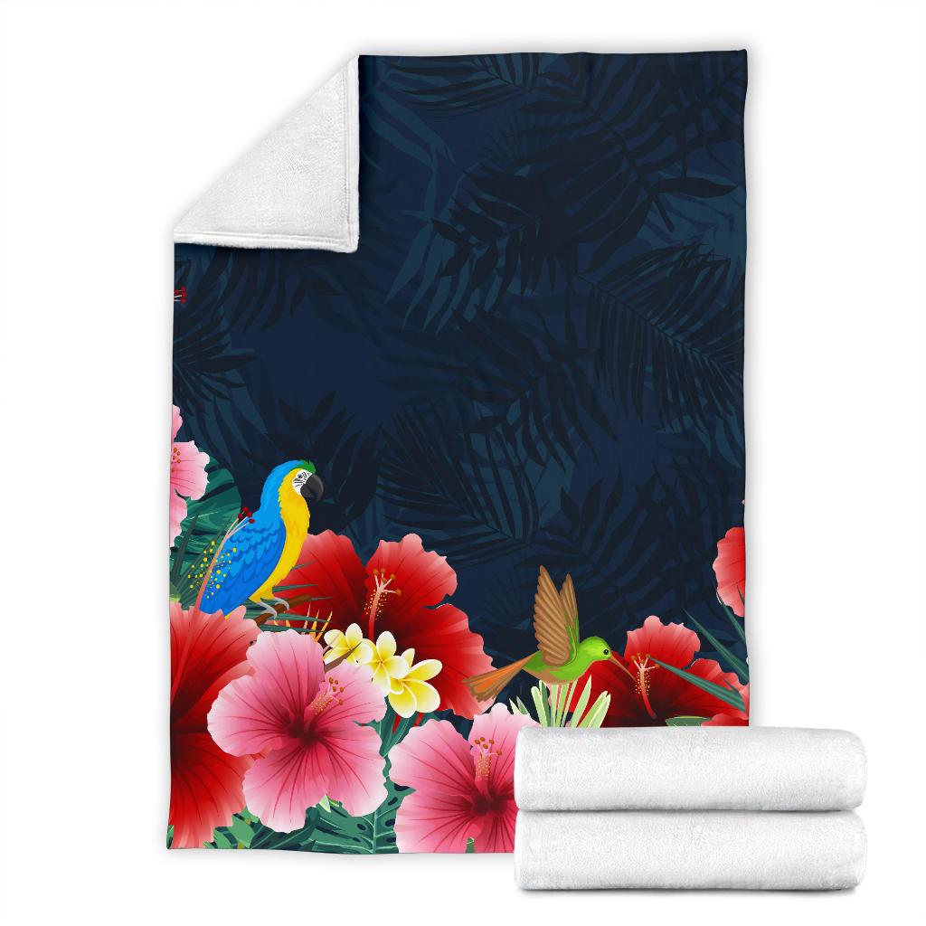 Hawaii Flower And Bird Premium Blanket - Polynesian Pride