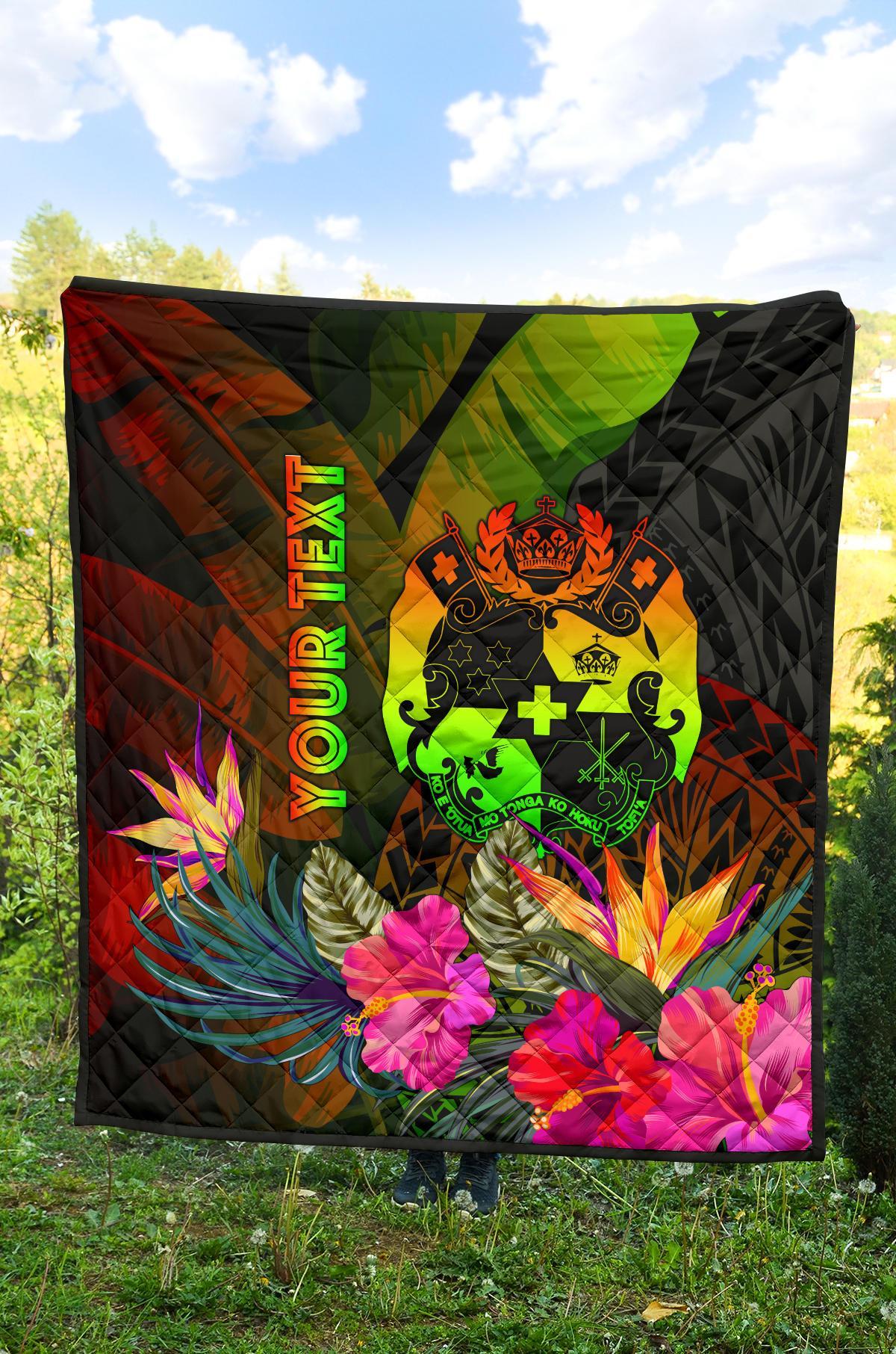 Tonga Polynesian Personalised Premium Quilt - Hibiscus and Banana Leaves - Polynesian Pride