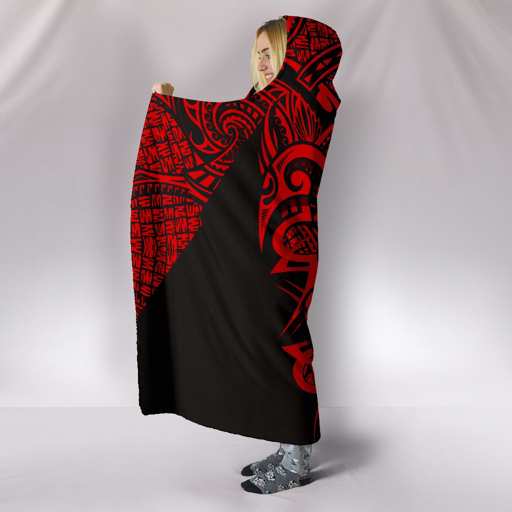 Hawaii Turtle Polynesian Hooded Blanket - Red - Armor Style - Polynesian Pride