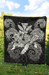 Hawaii Turtle Wave Polynesian Premium Quilt - Hey Style Gray - Polynesian Pride
