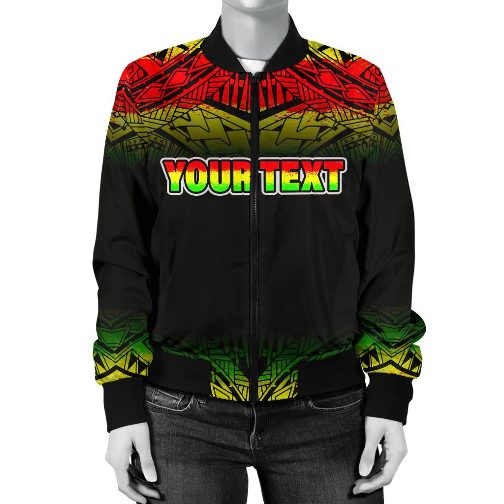 Turtle Custom Personalised Women's Bomber Jacket - Reggae Fog Style - Polynesian Pride