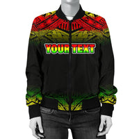 Turtle Custom Personalised Women's Bomber Jacket - Reggae Fog Style - Polynesian Pride