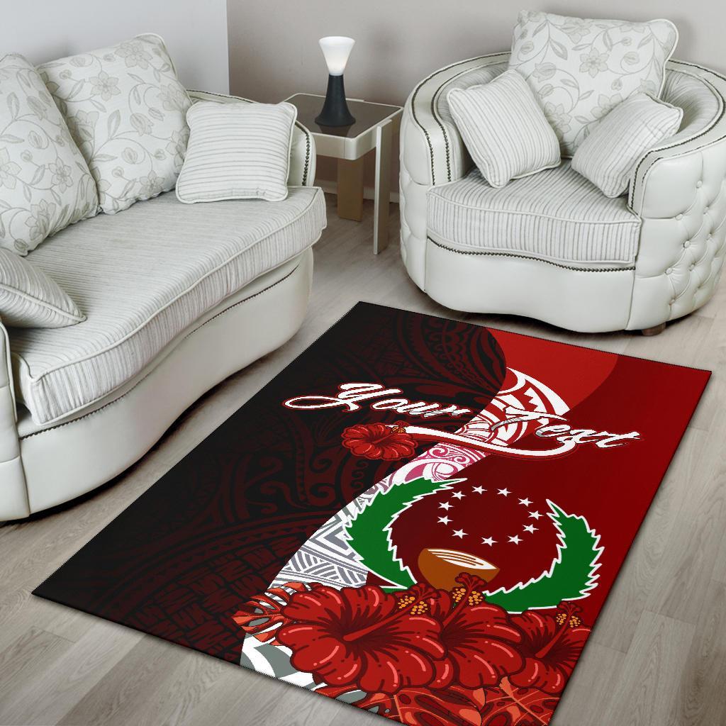 Pohnpei Micronesia Custom Personalised Area Rug - Coat Of Arm With Hibiscus - Polynesian Pride
