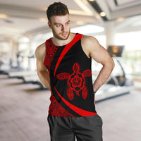 Hawaii Turtle Polynesian Men's Tank Top - Circle Style - Red AH - Polynesian Pride