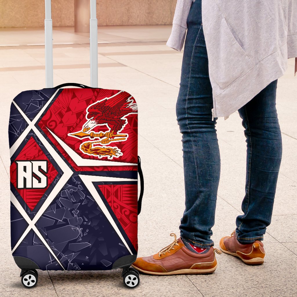 American Samoa Luggage Cover - AS Flag with Polynesian Patterns - Polynesian Pride