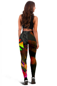 Wallis and Futuna Polynesian Women's Leggings - Hibiscus and Banana Leaves - Polynesian Pride