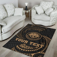 Federated States Of Micronesia Custom Personalised Area Rug - Gold Tribal Wave - Polynesian Pride