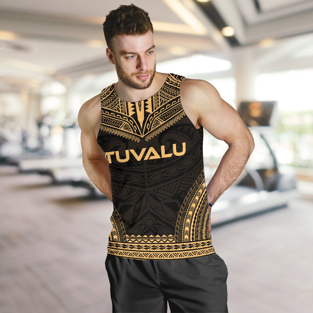 Tuvalu Men's Tank Top - Polynesian Chief Gold Version - Polynesian Pride