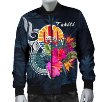 Tahiti Polynesian Men's Bomber Jacket - Tropical Flower - Polynesian Pride