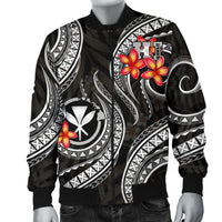 Polynesian Hawaii Men Bomber Jacket - Black Plumeria - Polynesian Pride
