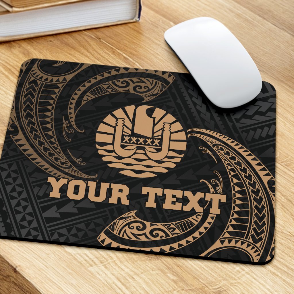 Tahiti Polynesian Custom Personalised Mouse Pad - Gold Tribal Wave - Polynesian Pride