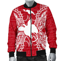Papua New Guinea Polynesian Men's Bomber Jacket Map Red White - Polynesian Pride