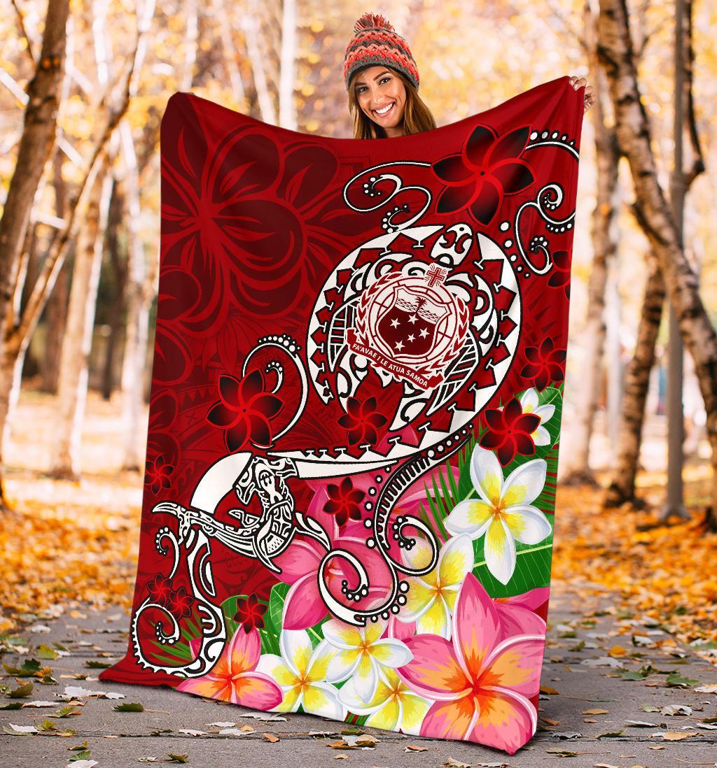 Samoa Premium Blanket - Turtle Plumeria (Red) - Polynesian Pride