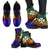 Wallis and Futuna Custom Personalised Leather Boots - Rainbow Polynesian Pattern - Polynesian Pride