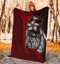 Samoa Polynesian Premium Blanket Red - Turtle With Hook - Polynesian Pride
