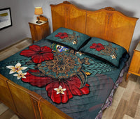 Nauru Quilt Bed Set - Blue Turtle Tribal - Polynesian Pride