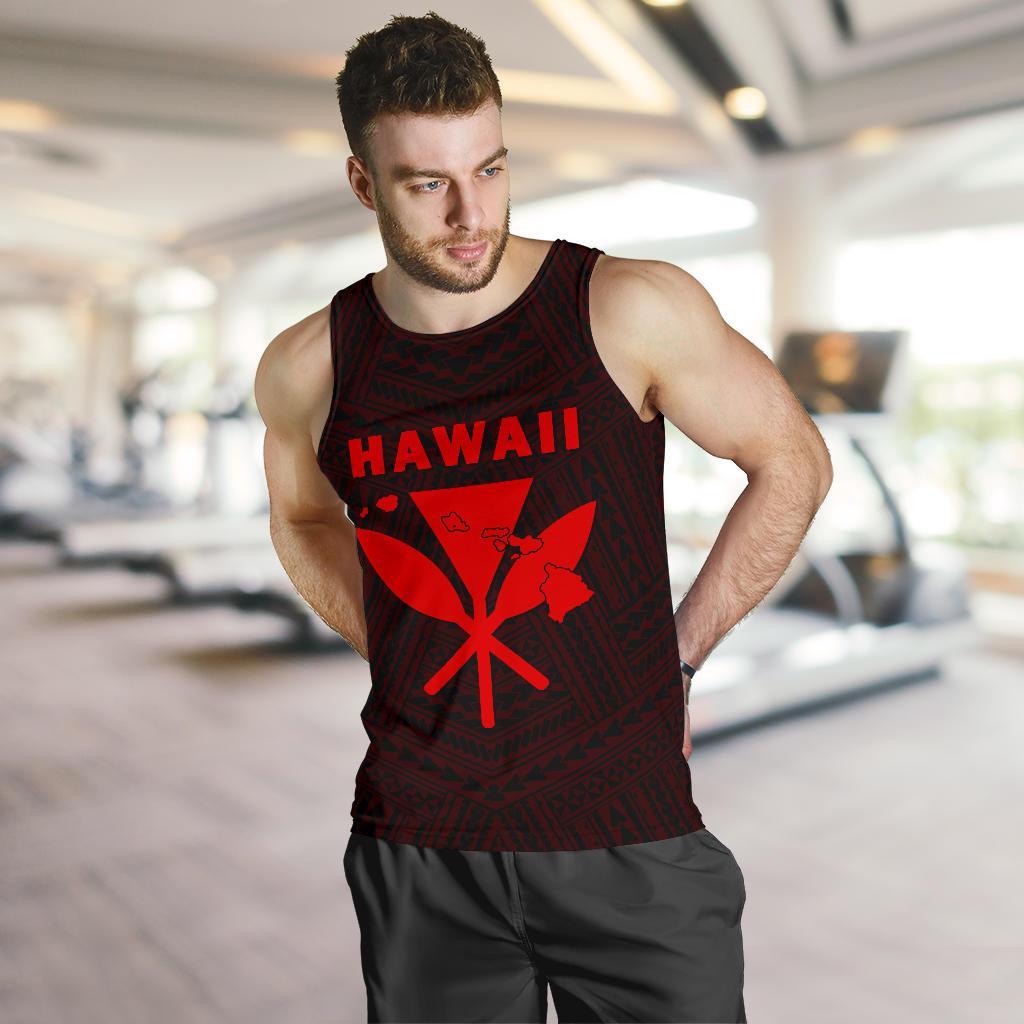 Hawaii Kanaka Polynesian Men's Tank Top Red - Polynesian Pride
