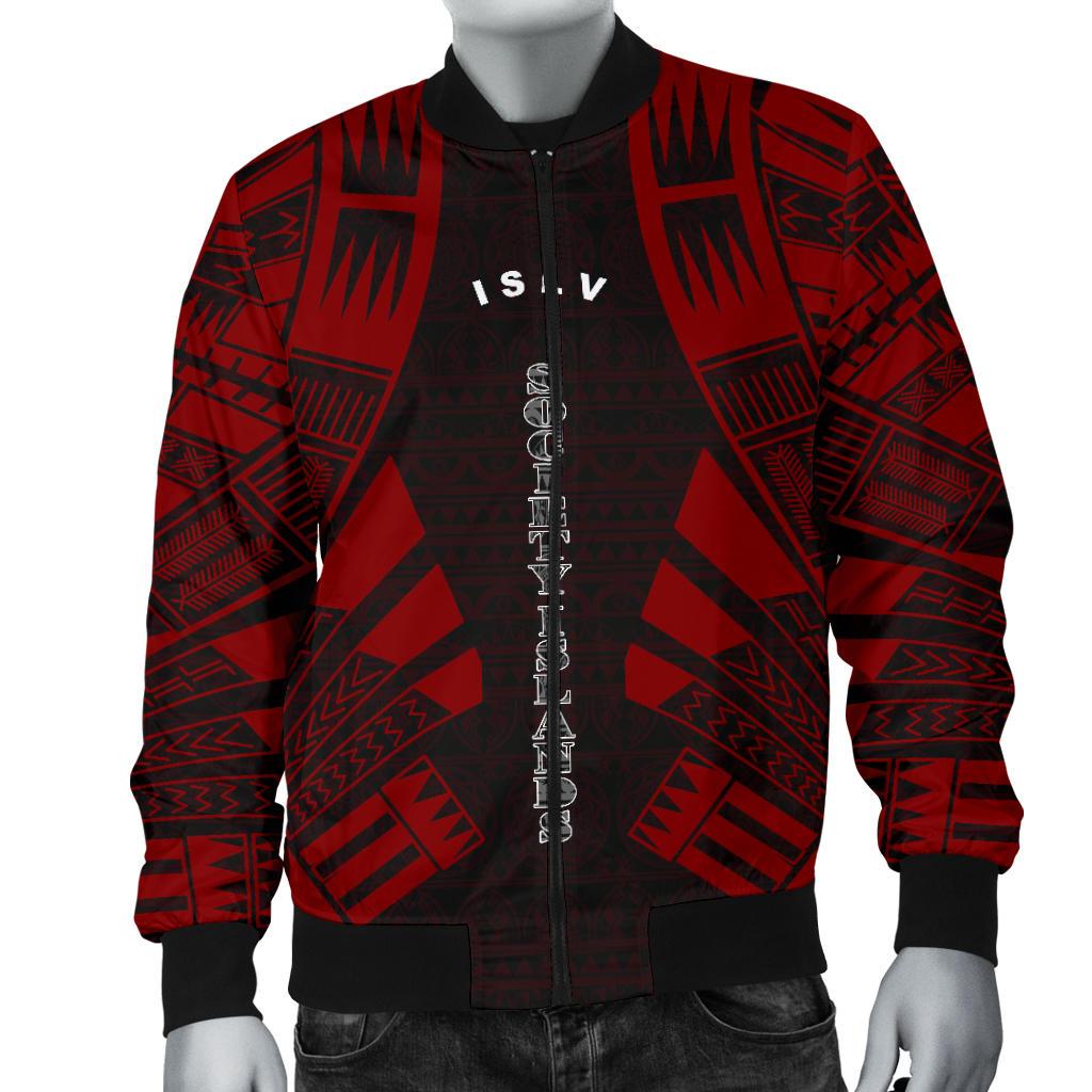Society Islands Men Bomber Jackets - Polynesian Tattoo Red - Polynesian Pride
