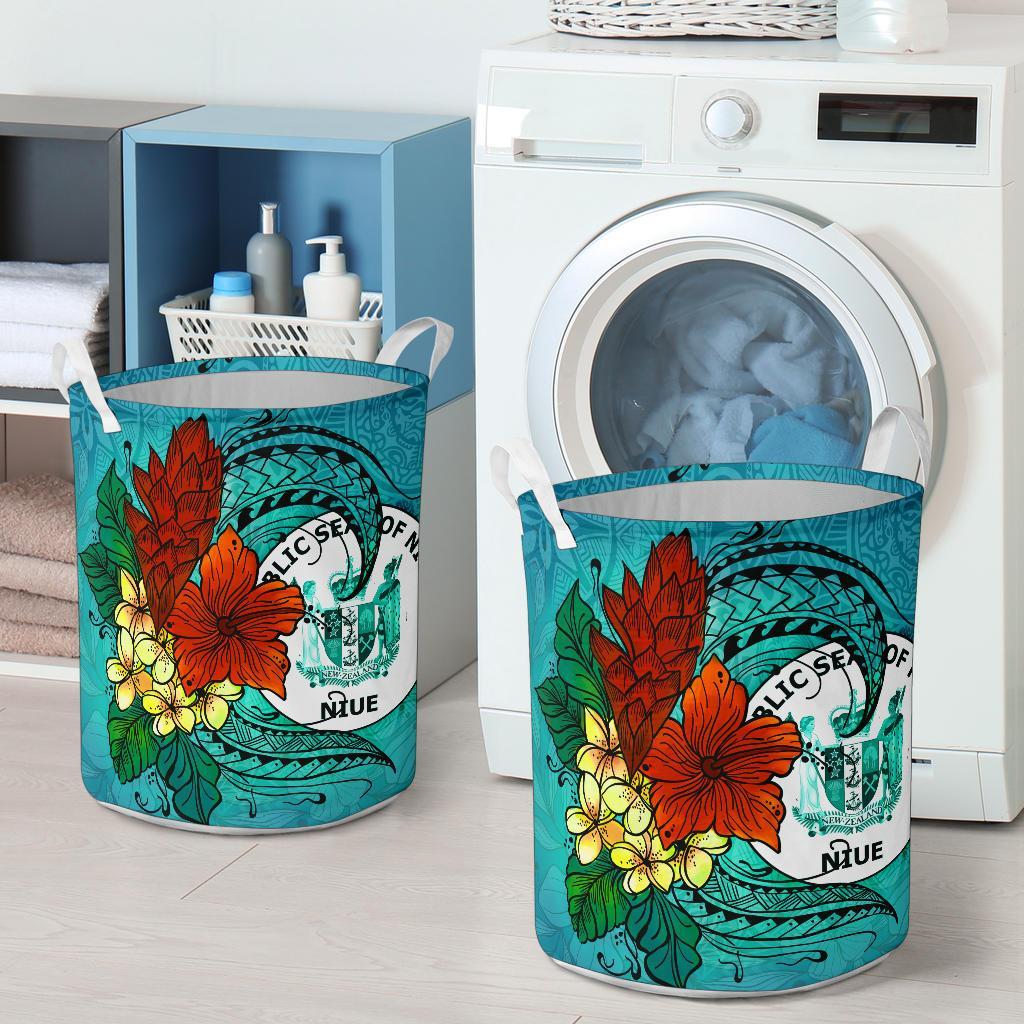 Niue Laundry Basket - Tropical Flowers Style - Polynesian Pride