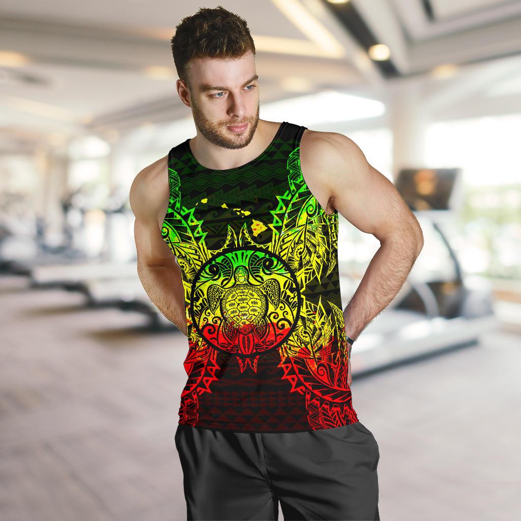 Hawaii Turtle Polynesian Men Tank Top Map Reggae - Polynesian Pride