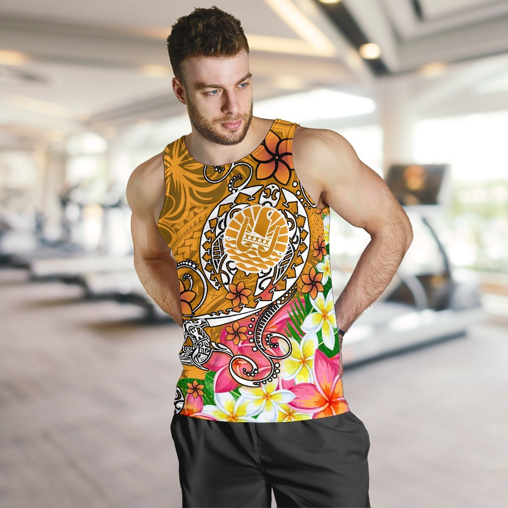 Tahiti Men's Tank Top - Turtle Plumeria (Gold) - Polynesian Pride