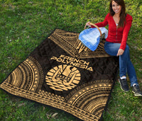 French Polynesia Premium Quilt - French Polynesia Polynesian Chief Gold Version - Polynesian Pride
