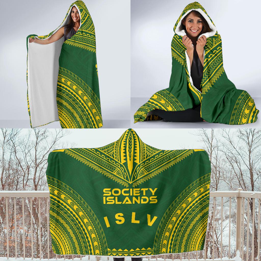 Society Islands Flag Polynesian Chief Hooded Blanket - Polynesian Pride