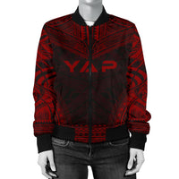 Yap Polynesian Chief Women'S Bomber Jacket - Red Version - Polynesian Pride