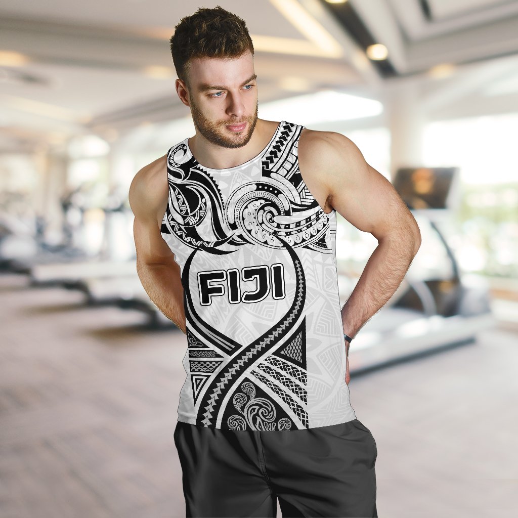 Fiji Rugby Men Tank Top Polynesian Waves Style - Polynesian Pride