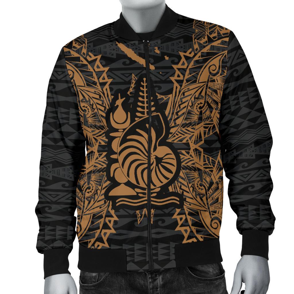 New Caledonia Polynesian Men's Bomber Jacket Map Gold - Polynesian Pride