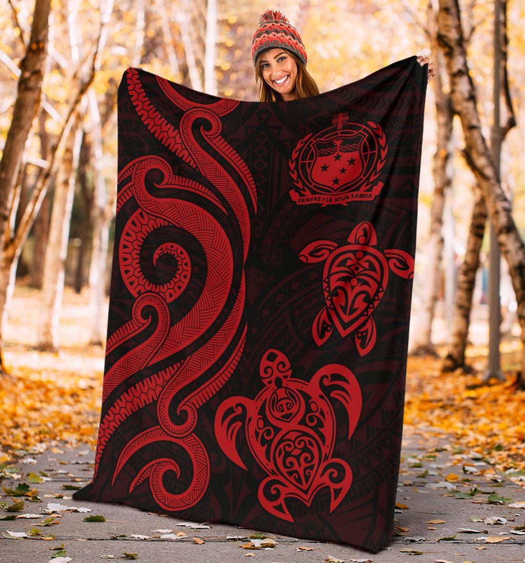Samoa Polynesian Premium Blanket - Red Tentacle Turtle - Polynesian Pride