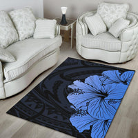 Royal Hibiscus Polynesian Tribal Area Rug Blue AH - Polynesian Pride