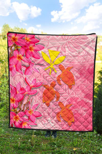 Hawaii Premium Quilt - Polynesian Pink Plumeria Turtle - Polynesian Pride