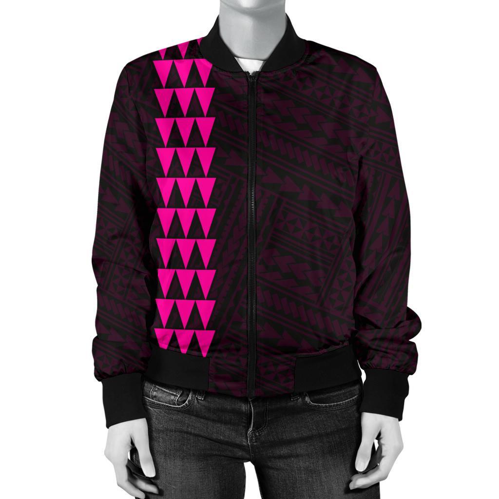 Hawaii Kakau Polynesian Coat Of Arms Women's Bomber Jacket - Pink - Polynesian Pride