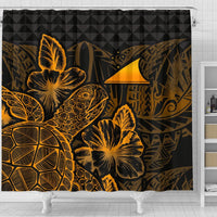 Tokelau Shower Curtain Turtle Hibiscus Gold - Polynesian Pride