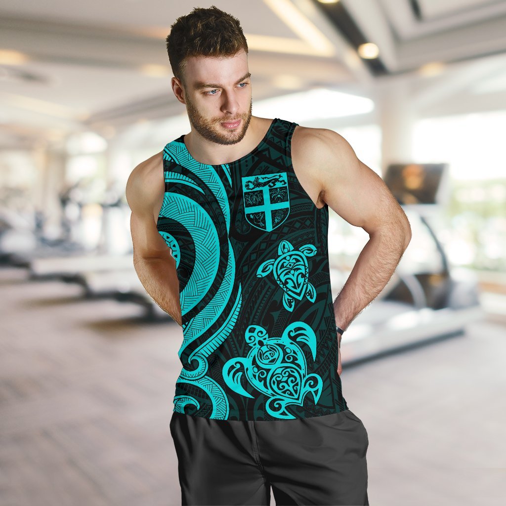 Fiji Polynesian Men Tank Top - Turquoise Tentacle Turtle - Polynesian Pride