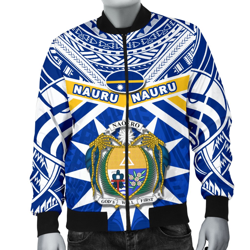 Nauru Rugby Men Bomber Jacket Symbol Star Polynesian - Polynesian Pride