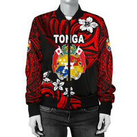 Mate Ma'a Tonga Rugby Women's Bomber Jacket Polynesian Unique Vibes - Red - Polynesian Pride
