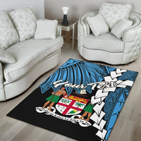 Fiji Polynesian Custom Personalised Area Rug - Tribal Wave Tattoo Flag Style - Polynesian Pride